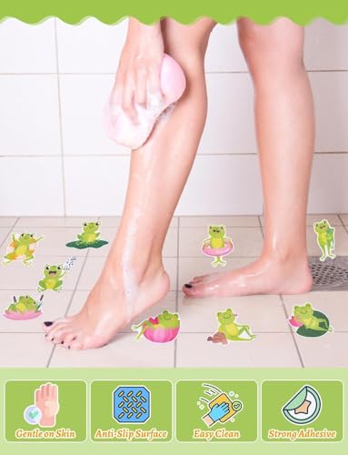 26Pcs Non Slip Bathtub Stickers, Cute Frog Stickers with Scraper | Anti Slip Bath Tub Shower Decal with Adhesive Back for Bathroom, Shower Stairs - color: Frog, size: 26Pcs
