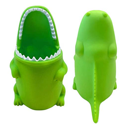 Kids Toothbrush Holder Toothbrush Organizer – Durable Silicone Animal Tooth Brush Holder – Easy to Clean Toothbrush and Toothpaste Holder – Toothbrush Holders for Bathrooms by Lily’s Home (Crocodile) - color: Crocodile