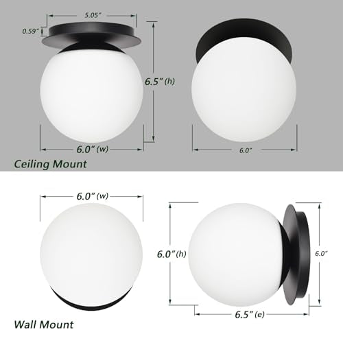 Wall Sconces, 1 Light Modern Globe Sconce in Matte Black, Wall Light for Bedroom Bathroom Living Room & Hallway Vanity Lighting, Ceiling Light Fixture - color: Matte Black, size: 1-Light