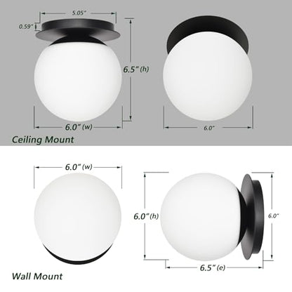 Wall Sconces, 1 Light Modern Globe Sconce in Matte Black, Wall Light for Bedroom Bathroom Living Room & Hallway Vanity Lighting, Ceiling Light Fixture - color: Matte Black, size: 1-Light