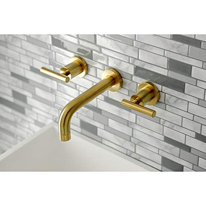 Kingston KS8127CML Wall Mount Bathroom Faucet, Brushed Brass - color: Brushed Brass