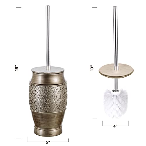 Creative Scents Dublin Silver 6 Piece Resin Bathroom Accessories Set | Includes Toilet Brush and Holder, Tissue Box Cover, Soap Dispenser, Toothbrush Holder, Tumbler Cup & Soap Dish - style: 6 Piece Set