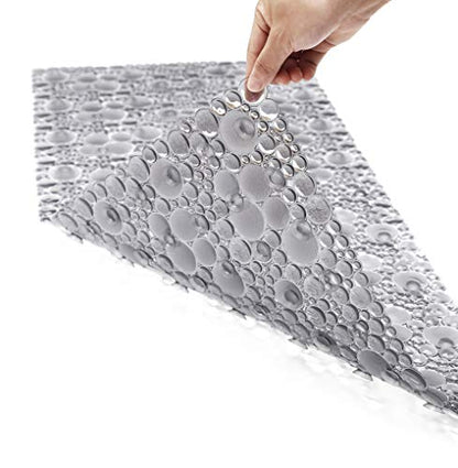Extra Long Pebble Bath Tub Shower Mat 34.2 x 15.7, Bathmat Non-Slip with Suction Cups, Machine Washable, Bathroom Mats, Smooth/Non-Textured Surface Only (34.2" x 15.7", Transparent Light Gray) | Extra Long Bath Mat for Tub Non Slip, Machine Washable, Show