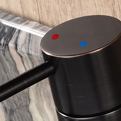 Oil Rubbed Bronze Bathroom Faucet Single Hole, Single Handle Bronze Sink Faucet Bathroom with Pop Up Drain and Water Faucet Supply Lines - color: Oil Rubbed Bronze, size: Faucet