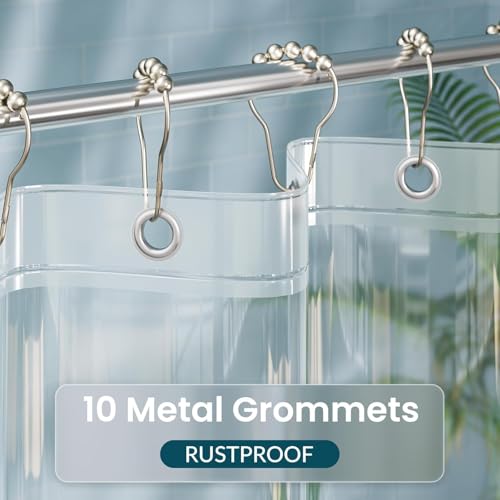 Titanker Plastic Shower Curtain Liner, Clear Shower Liner PEVA 60x78 Lightweight Waterproof Shower Curtains for Bathroom with Magnets and Rustproof Grommets - color: Clear, size: 60"W x 78"L (Pack of 1)