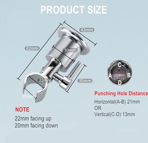 All Metal 180 Adjustable Shower Wand Holder with Handle, Wall Mount, Handheld Shower Head Bracket