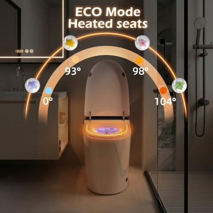 TOTTE Smart Toilet with Bidet Built In, Foam Dispenser, Auto/Close Lid, Foot Kick & Off-seat Auto Flush, Heated Seat, Warm Water & Dryer, Blackout Flush, Digital Display with Remote (949B Black) - color: 949B Matte Black