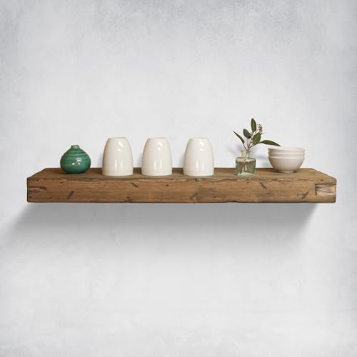 Urbandi Rustic Distressed Floating Shelves, Set of 2, Handmade Out of Pine Wood, 3 Inch Thick, Made in USA (Aged Barrel, 48Lx3Hx8D) - color: Aged Barrel, size: 48Lx3Hx8D