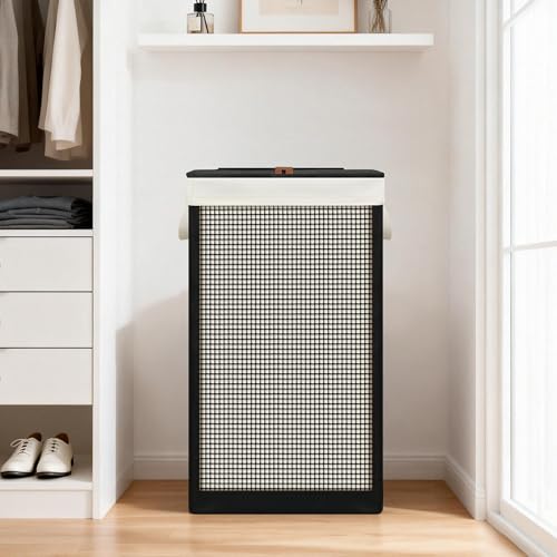 STO STO Laundry Hamper with Lid, 90L Large 1 Section Laundry Sorter, Laundry Basket with Removable Washable Canvas Liner Bag, Breathable Clothes Hamper for Bedroom Bathroom Laundry Room Closet Dorm - size: 1-Section