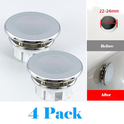 4 Pack Bathroom Basin Sink Round Tidy Trim Chrome Round Overflow Cover Rings Hole Replacement Ceramic Pots for Home,Sink,Bathroom,Kitchen - color: Double Layer
