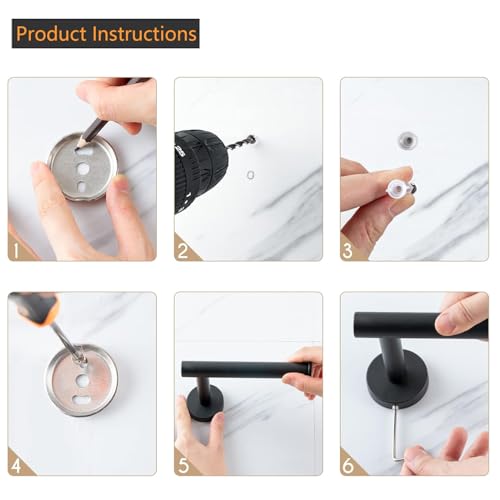 Toilet Paper Holder - SUS 304 Stainless Steel Toilet Paper Holder Wall Mount, Toilet Paper Roll Holder for Bathroom, Kitchen, Washroom - Matte Black
