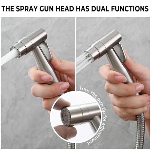 Handheld Toilet Bidet Sprayer for Toilet - 2 Spray Functions for Bathroom Diaper Shower,Premium Stainless Steel Bathroom Bidet Hand-held Toilet Sprinkler (2 Spray Functions)
