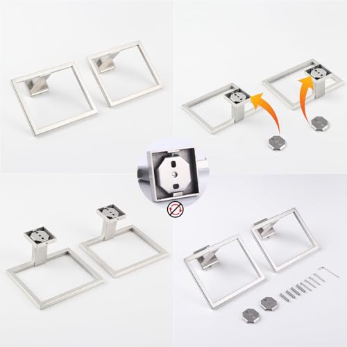 GERZWY Hand Towel Ring Bath Towel Holder Bathroom Lavatory Shower Towel Hanger Holder Brushed Stainless Steel Wall Mount JG1916-2LS - color: Brushed