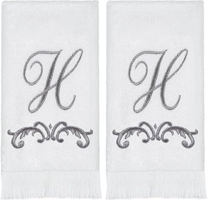 Avanti Linens 13474WPW Monogrammed Fingertip Towel, H, White (Pack of 2) - size: H (Pack of 2)