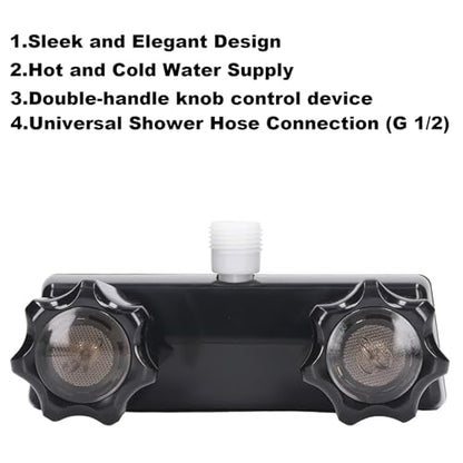 RV Shower Faucet with Shower Head and Hose - Non-Metallic RV Shower Kit, On/Off Valve & Diverter, Handheld Shower Replacement for RV, 5th Wheels, Motorhomes, Travel Trailers, Campers (Black) - color: Black