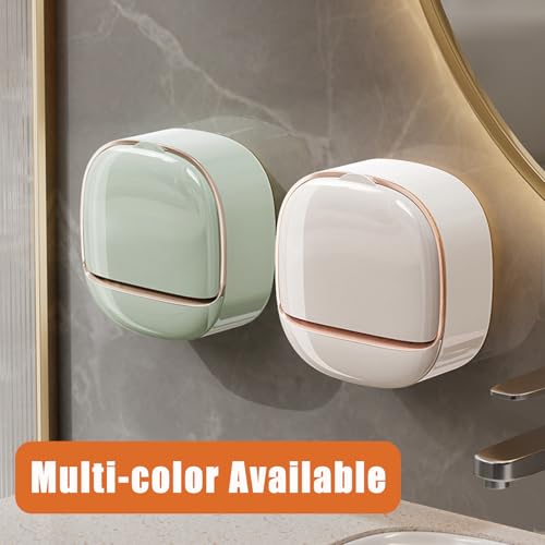 Wall Mounted Double-Layer Soap Dish with Drain Tray, No-Drill Adhesive Soap Holder for Bathroom and Shower, Removable ABS Plastic Soaps Bar Organizer, Keeps Soaps Dry and Clean (A-White) - color: A-white