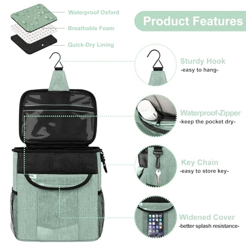 Portable Shower Caddy for Dorm Room Essentials, Foldable Mesh Shower Bag for College, Large Capacity Toiletry Bag Tote Bag Shower Caddy Portable for Student Boy Girl Bath Essentials (Dusty Green) | Quick Dry, Large Capacity Hanging Mesh Shower Caddy for B