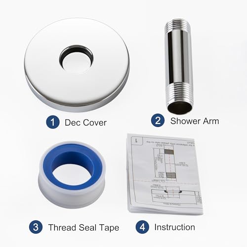 Straight Shower Arm with Flange, Ceiling Mount 3 Inches Rain Shower Head Arm Extension Replacement with Anti-Scratch Escutcheon Plate, DOLGABA Polished Chrome - color: Round Polished Chrome 3 Inch