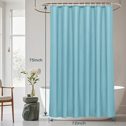 AooHome Shower Curtain Liner, Fabric Bathroom Curtain with Hooks for Hotel, Water Repellent, Blue, 72 Width x 75 Height Inch - color: Blue, size: 72"W x 75"L (Pack of 1)