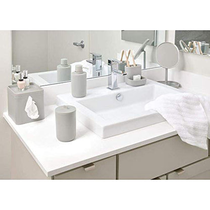iDesign Bathroom Accessories Set, 4-Piece Sink Tidy with Soap, Toothbrush Holder, Cotton Pad Dispenser and Tray, Made of Plastic, Grey, 24.5 cm x 8.9 cm x 16.2 cm - color: Matte Gray, size: 24.5 cm x 8.9 cm x 16.2 cm