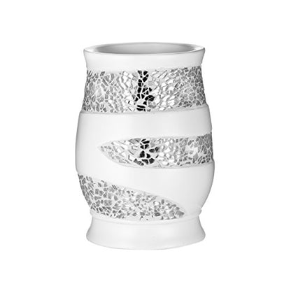 Zahari Home Sinatra Bath Tumbler Toothbrush and Toothpaste Holder Makeup Brushes Organizer, White - color: White, size: 4.25" x 3" x 3" Tumbler