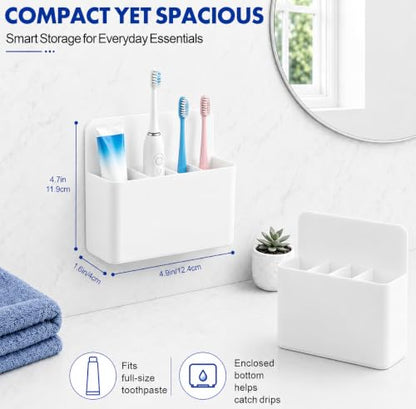 AgePlace 2 Pack Magnetic Toothbrush Holder for Cruise Ship Cabins,Wall Mounted Toothbrush Organizer with 3 Removable Dividers, Travel Must Haves, Cruise Essentials 2026 for Alaska & Caribbean Cruises - color: White