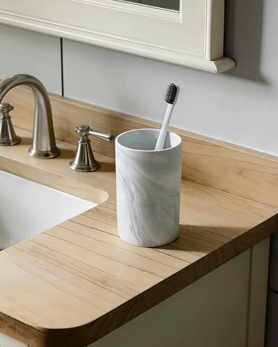 Kelake Ceramic Rustic Gray Marble Bathroom Tumbler Cup for Mouthwash Rinsing Toothbrush and Toothpaste Holder Stand Cups 280 ml Porcelain Milk Drinking Cups for Christmas Birthday - color: Gray Marble Pattern Cup