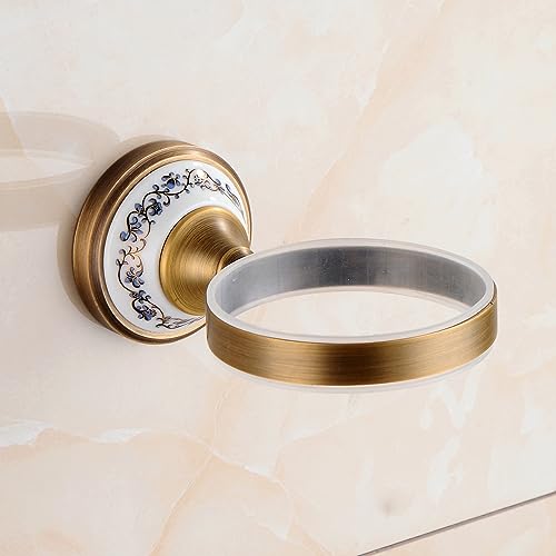 Toilet Brush with Holder for Bathroom Antique Bronze Wall Mounted Toilet Wall Mounted Bathroom Hardware Accessories,Porcelain Design - color: Toilet Brush Holder