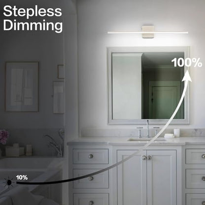 30 Inch Modern Vanity Light for Bathroom Brushed Nickel Over Cabinet Arm Extra Wide LED Bar 5CCT Selectable CRI85+ ETL - color: Brushed Nickel- 5CCT& Dimmable, size: 30-inch