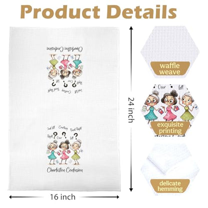 Charleston Confusion Kitchen Towels - Funny Mahjong Gifts Decorative Waffle Dish Towels, Mah Jong Gift Hand Towe, Mahjong Players Lovers Tea Towel, 16x24 Inch - color: Charleston Confusion