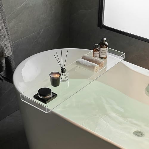 Clear Bathtub Tray AcrylicTub Rack - Bath Tub Shelf for Bathroom to Hold Book, Phone, Candle, Wine & Tablet - Waterproof Caddy Bathroom Accessories, Beelee BA0033 - color: Clear