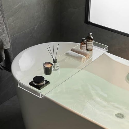 Clear Bathtub Tray AcrylicTub Rack - Bath Tub Shelf for Bathroom to Hold Book, Phone, Candle, Wine & Tablet - Waterproof Caddy Bathroom Accessories, Beelee BA0033 - color: Clear