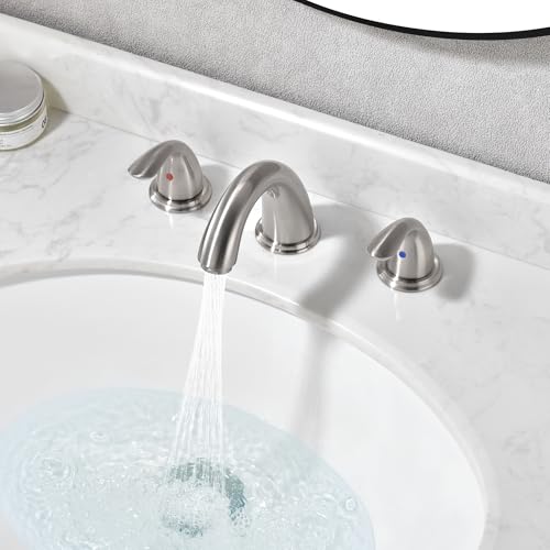sumerain 8 Inch Widespread Sink Bathroom Faucet Brushed Nickel Two Handle Vanity Faucet - color: Brushed Nickel