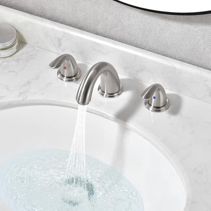 sumerain 8 Inch Widespread Sink Bathroom Faucet Brushed Nickel Two Handle Vanity Faucet - color: Brushed Nickel