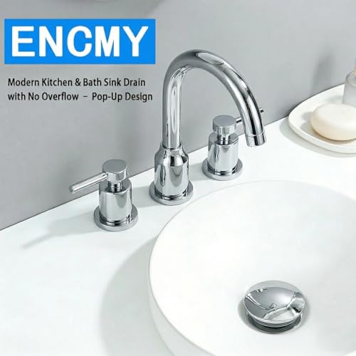 Bathroom Sink Drain Without Overflow- Chrome Pop up Drain for Bathroom Vanity Vessel Sink Drain Stopper - Anti-Clog Pop-up Plastic Drain with Hair Catcher Strainer - color: Chrome