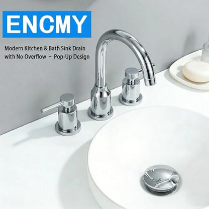 Bathroom Sink Drain Without Overflow- Chrome Pop up Drain for Bathroom Vanity Vessel Sink Drain Stopper - Anti-Clog Pop-up Plastic Drain with Hair Catcher Strainer - color: Chrome