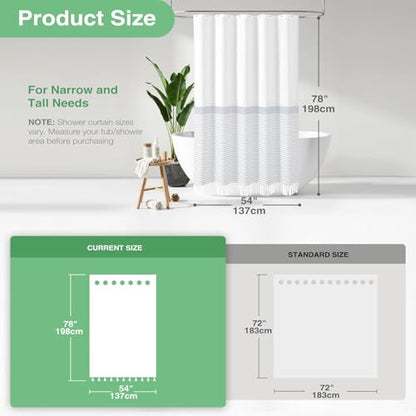 Stall Fabric Shower Curtain, 54x78 Modern Farmhouse Grey and White Boho Striped Cloth Shower Curtain with Tassels, Hotel Luxury Bathroom Shower Curtain Set with 10 Hooks, Grey, 54x78 - color: Grey, size: 54"W x 78"L (Pack of 1)