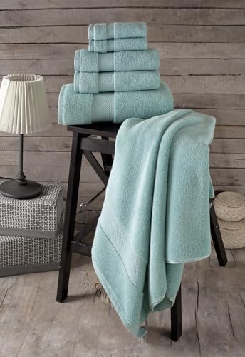 BAGNO MILANO Turkish Towels Hotel-Spa Towel Set, 100% Turkish Cotton | Ultra Soft Plush Absorbent Towels Set (Aqua Green, Towel Set of 6) - color: Aqua Green, size: Towel Set of 6