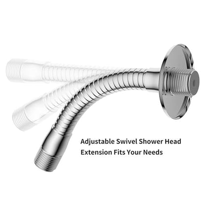 8.07in Flexible Shower Arm with Flange, Stainless Steel Flexible Shower Head Extension, Adjustable Length Swiveling Shower Arm for Hotels, Gyms, Home Bathrooms