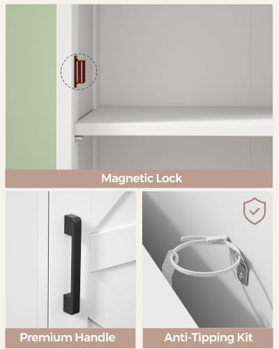 67" Tall Bathroom Storage Cabinet with Adjustable Shelf, Narrow Cabinet | Farmhouse Kitchen Cabinet with 2 Doors, Narrow Floor Cabinet for Kitchen, Bathroom, Dining Room, Laundry Room, White