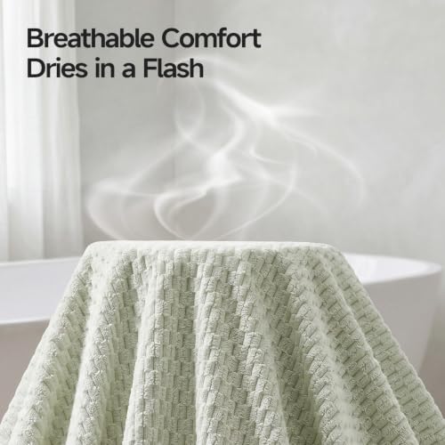 ecolook Microfiber Towel Set of 6, Green | Ultra-Soft, Oversized, Absorbent & Quick-Drying | 2 Bath Sheets, 2 Hand, 2 Washcloths - color: Green