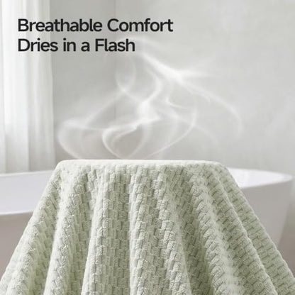 ecolook Microfiber Towel Set of 6, Green | Ultra-Soft, Oversized, Absorbent & Quick-Drying | 2 Bath Sheets, 2 Hand, 2 Washcloths - color: Green