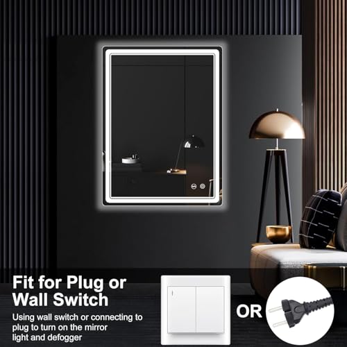 LED Bathroom Mirror with Lights, Anti-Fog, Dimmable, Lighted Bathroom Vanity Mirror for Wall, UL-Certified (28 x 20) - size: 28"L x 20"W