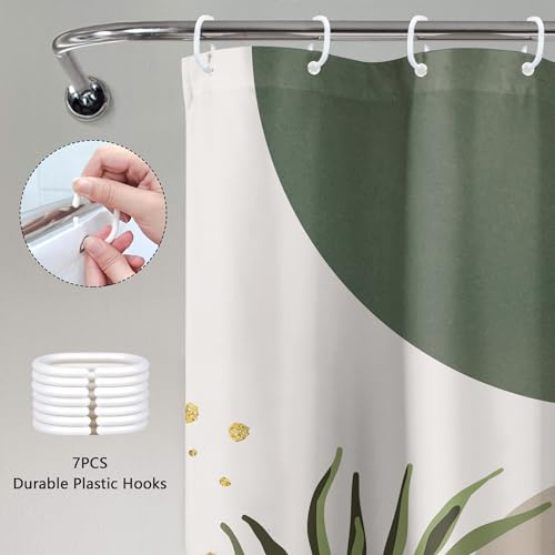 Small Stall Half Single Green Boho Bathroom Shower Curtain Set | Sage Bohemian look; 36"W x 72"L. waterproof HD print, quick-dry fabric and free hooks for easy setup. - color: A-01green, size: 36"W x 72"L (Pack of 1)