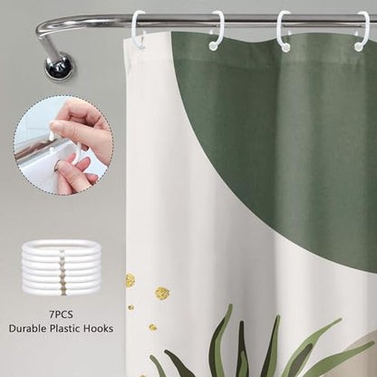 Small Stall Half Single Green Boho Bathroom Shower Curtain Set | Sage Bohemian look; 36"W x 72"L. waterproof HD print, quick-dry fabric and free hooks for easy setup. - color: A-01green, size: 36"W x 72"L (Pack of 1)