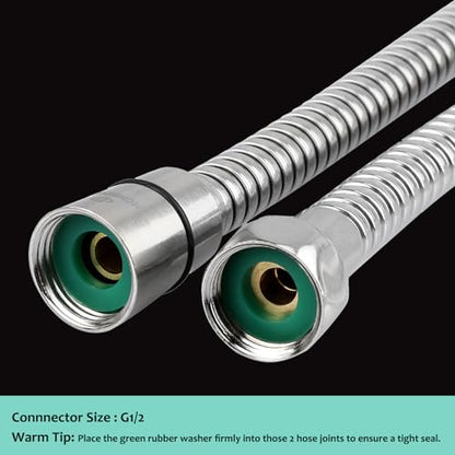 HOMEIDEAS 100 inches Shower Hose, 8.3 feet Long 304 Stainless Steel Handheld Shower Head Hose Replacement, Flexible Hose Extension - size: 100 Inch
