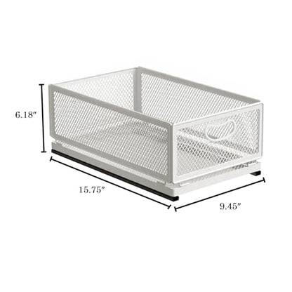 Sliding Cabinet Basket Organizer Drawer Self Adhesive Slide out Pantry Shelves Heavy Duty Carbon Steel Slide Cabinet Storage Basket with Handle for Bathroom Kitchen Home - size: Extended Medium