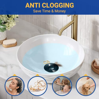 Bathroom Sink Drain Strainer, Pop-Up Bathroom Sink Stopper with Removable Stainless Steel Hair Catcher Basket, Universal Fit for US Bathroom Sinks, Showers & Floor Drains (1pcs-Black) - color: 1pcs-black