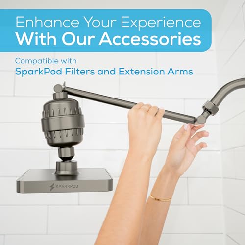 SparkPod Rain Shower Head, 6 Inch Square, Elegant Brushed Nickel Finish | High Pressure Shower Heads, 90 Nozzles, Adjustable Showerhead, No Tools Needed, Universal Connection - color: Elegant Brushed Nickel, style: 6 Inch Square