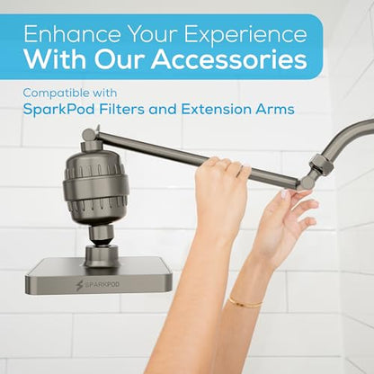 SparkPod Rain Shower Head, 6 Inch Square, Elegant Brushed Nickel Finish | High Pressure Shower Heads, 90 Nozzles, Adjustable Showerhead, No Tools Needed, Universal Connection - color: Elegant Brushed Nickel, style: 6 Inch Square